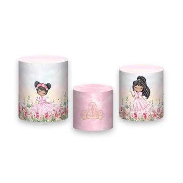 Imagem de Trio de Capas de Cilindro - Jardim Rosa Aquarela De Princesa 034 - Via