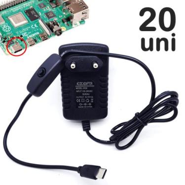 Imagem de 20 Fontes Para Raspberry Pi Dc Chaveada 5v 3a Plug Usb-C Muito Útil U1