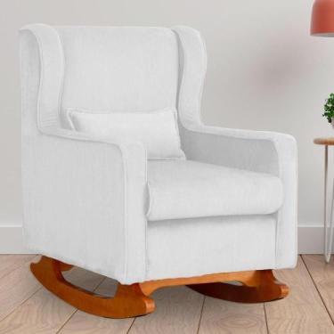 Imagem de Poltrona Amamentação Balanço Aurora Suede Branco - LM DECOR