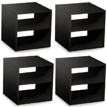Imagem de Conjunto 4 Nichos Cubo com 1 Prateleira Montana Kit Cubos Baby Espress
