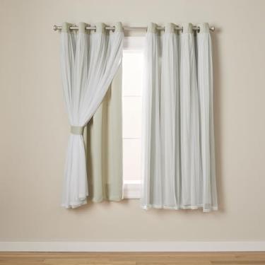 Imagem de TOWN & COUNTRY LUXE Cortinas internas de camada dupla Talia, blecaute transparente e escurecimento do ambiente, parte superior com ilhós, conjunto com 2 unidades, 132 cm L x 163 cm C (pacote com 2