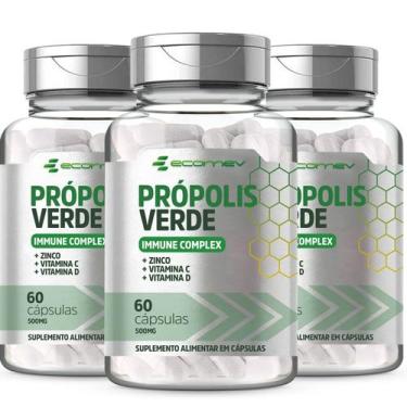 Imagem de 3Un Propolis Verde D3 C Zinco 500mg 180 Cáps - Ecomev