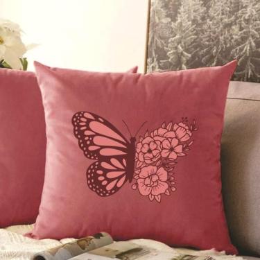 Imagem de Almofada Rosa Borboleta 40x40cm - Serigrafada Frente e Verso - FASTLAR