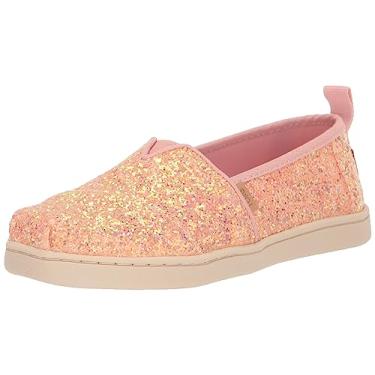 Imagem de TOMS Alpargata Slip-On para meninas, crianças pequenas e grandes, Quartzo rosa com glitter grosso, 4 Toddler