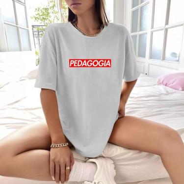 Imagem de Camisa Camiseta Feminina Estampada Suprem Pedagogia 100% Algodão Fio 3