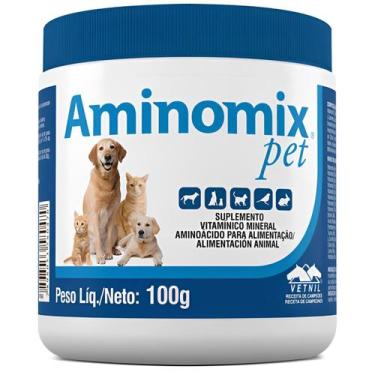 Imagem de Aminomix Pet Suplemento Alimentar para Animais 100g Vetnil, Aminomix P