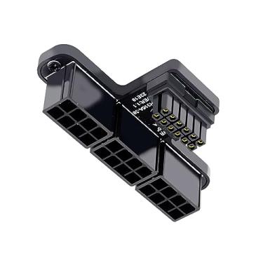 Imagem de NFHK Adaptador de alimentação modular 12VHPWR ATX3.0 PCI-E 5.0 para três ATX 8P adaptador para placa gráfica 4080 5090TI 16 pinos 12+4P ângulo para baixo 90 graus