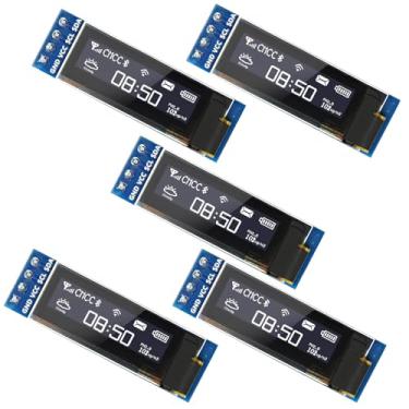 Imagem de iPistBit 5 unidades de módulo de tela OLED I2C de 0,91 polegadas, placa de tela OLED luminosa SSD1306 de 128 x 32 pixels, compatível com Arduino Raspberry Pi ESP32 (branco)