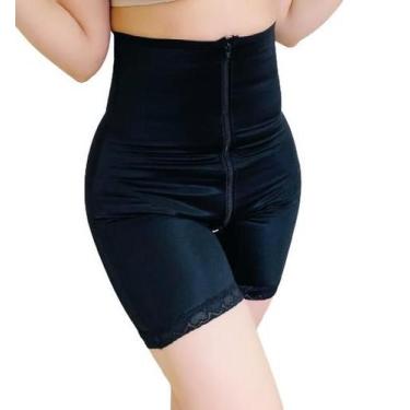Imagem de Short Modelador Com Zíper 4 Barbatanas Tecido Cetinete Alta Compressão