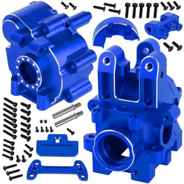 Imagem de BRCatWPark RC Center Gearbox & Front Rear Transmission Case Upgrades Part for 1/5 Kraton 8S BLX Outcast 8S BLX,Aluminum Alloy Front Rear Gearbox & Center Transmission Gearbox Hops Up,Navy Blue