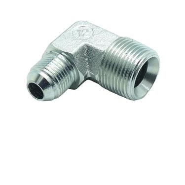 Imagem de CDQBWKJGFJ 1 peça 1/5.1 cm macho JIC (3/10.2 cm-16 Tpi) x 3/10.2 cm macho NPT encaixe hidráulico 37° flare para 90° adaptador de tubo de cotovelo