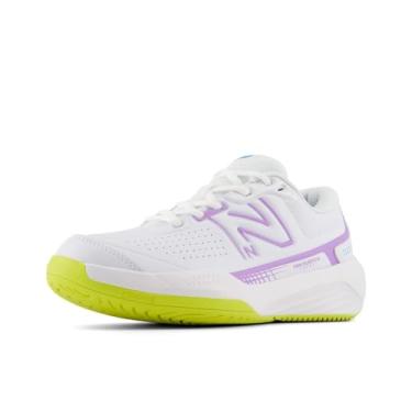 Imagem de New Balance Tênis feminino 696 V5 Hard Court, Branco/roxo desbotado, 5 Wide