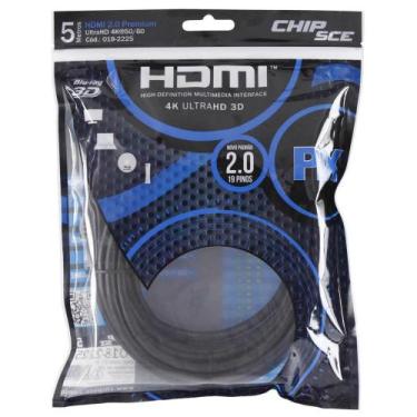 Imagem de Cabo HDMI 2.0 Premium - 5 metros - 19 pinos - 4K UltraHD 3D - Chip SCE