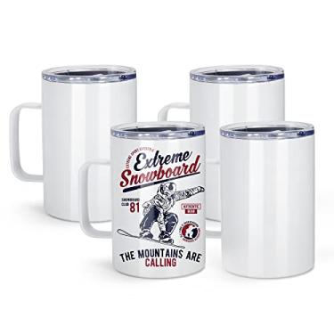 Imagem de AGH Canecas de Sublimação de 16 Onças com Alça, Caneca de Café de Sublimação de Aço Inoxidável 304 com Tampa À Prova de Respingos, Caneca de Chá de Cerveja de Viagem Isolada A Vácuo Compatível com Pre