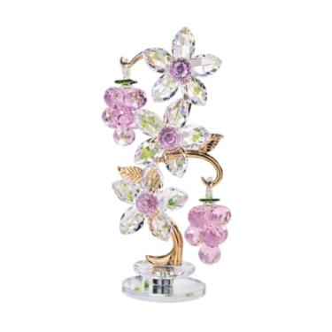 Imagem de JISADER Decoração de uva rosa cristal vidro frutas peso de papel flores decoração ornamento estatueta para mesa casa estante decoração