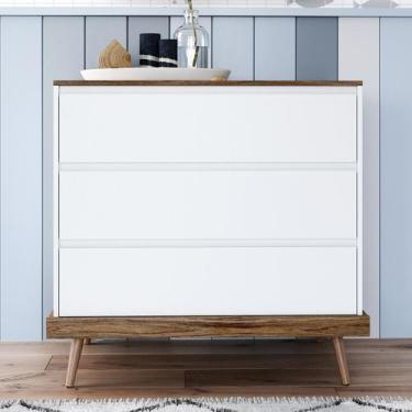 Imagem de Cômoda Infantil Retrô 3 Gavetas Canção de Ninar Branca - Divicar