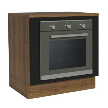 Imagem de Balcão para Forno de Embutir 80 x 60 cm Com Tampo Rustic/preto Agata, Glamy, Stella Madesa