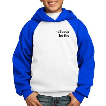 Imagem de Moletom Infantil Be the change - Foca na Moda, Branco, Azul, 8