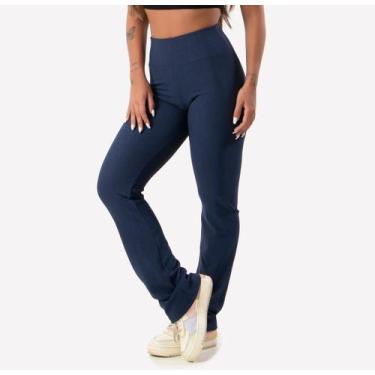 Imagem de Calça Gorgurinho Flare Feminina Bailarina Cintura Alta - blees, Azul m