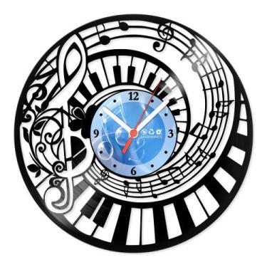 Imagem de Relógio De Parede Disco Vinil Música - Piano Espiral - VMU-071 - Moder