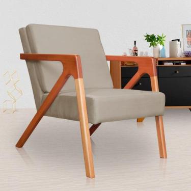 Imagem de Poltrona Monalisa Luxo Suede Cappuccino - Vallisa Decor