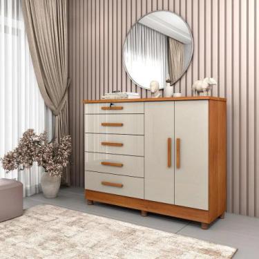 Imagem de Cômoda 5 Gavetas 2 Portas Istambul Cinamomo/Off White - TCIL MOVEIS