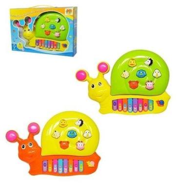 Imagem de Piano Infantil Musical Caracol na cor amarelo e verde . - toys king