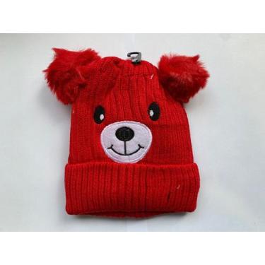 Imagem de Gorro touca infantil forrada urso com pompons - azulamora, Vermelho