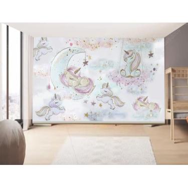 Imagem de Papel de Parede Infantil  Unicornios  (folha med. 90x300 cm) - Decor A