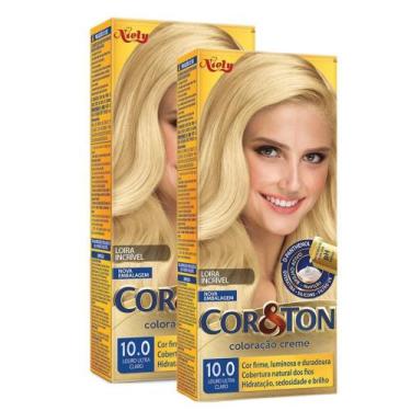 Imagem de Kit 2 Coloração Niely Cor&Ton Louro Ultra Claro 10.0 - Cor & Ton