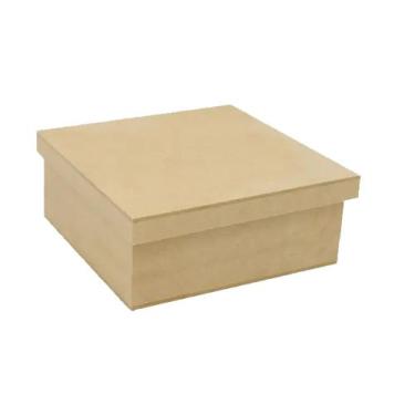 Imagem de Caixa Quadrada Tampa Sapato 23x23x9 Kit 10un Mdf Madeira - ATACADÃO DO