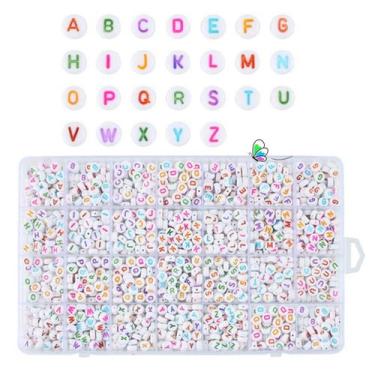 Imagem de Kit 1100 Missangas Completas Branca Letras Pulseira Colar - Armarinhos