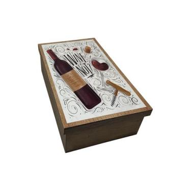 Imagem de Caixa para Vinho Tampa de Sapato 1 Div Wine Not 28x16x8 Kit 3un Mdf Pi