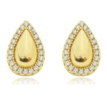 Imagem de Brinco Elegante Banhado a Ouro 18k Pequeno Delicado Zircônia - Enzara 