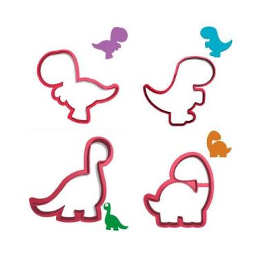 Imagem de Kit 4 Cortadores Dino Trex Baby Braquiossauro - DOCE IMPRESSO, 5,5cm