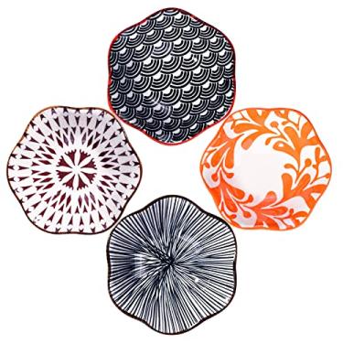 Imagem de BOSILI Conjunto de 4 tigelas de cerâmica para molho de soja para tempero de churrasco de ketchup de sushi