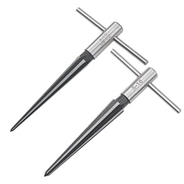 Imagem de 2 peças Yootones 1/20.3 cm-1/5.1 cm 3-13 mm e 5mm-16 mm furo de pino de ponte, alargador manual, cabo em T afunilado, 6 chanfro canelado, ferramenta de corte para marceneiro compatível com guitarra,