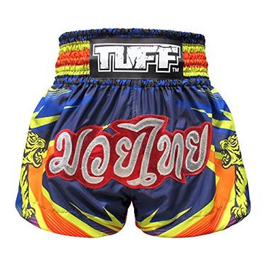 Imagem de Tuff Sport Shorts de boxe Muay Thai Tigre Kick Artes Marciais Treinamento Academia, Blue Double Tigers, P