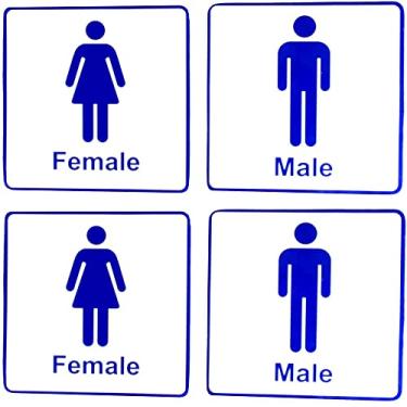 Imagem de eSplanade Placa de banheiro masculina e feminina para banheiro | Decalque adesivo para porta de banheiro masculino e feminino - Tinta de longa duração resistente a intempéries fácil de montar (tamanho