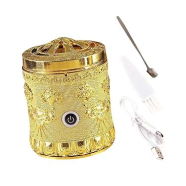 Imagem de Generic Queimador de incenso elétrico mesa central ornamento profissional casa fragrância presente suporte incenso decoração para mesa, Dourado