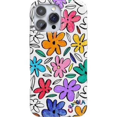 Imagem de Casely Capa para iPhone 16 Pro | Outside The Lines | Crayola Marker Case Floral iPhone | Design clássico ultrafino | Compatível com MagSafe