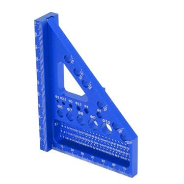 Imagem de Carpintaria Praça Transferidor Miter Triangular Régua Multi Angle Layout Medição Ferramenta para Entusiastas DIY (BLUE)