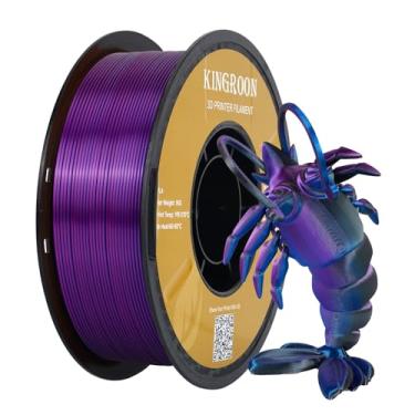 Imagem de Kingroon Filamento Pla, Filamento Pla de Seda Tripla Cor, Precisão Dimensional +/- 0,03 Mm, Carretel de 1Kg (2,2Lbs), 1,75 Mm, Preto Azul Roxo