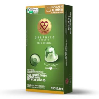 Imagem de 3 Corações Cápsulas de Café Orgânico, Compatíveis com Nespresso, contém 10 cápsulas