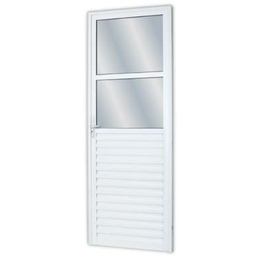 Imagem de Porta de Alumínio 210x80cm com 2 Vidros Mini Boreal Linha Solida Mgm Branco