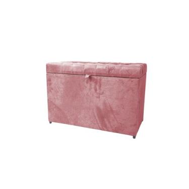 Imagem de Puff baú em suede 68 cm - rosa claro - 100% mdf - NEGROMONTE STORE 