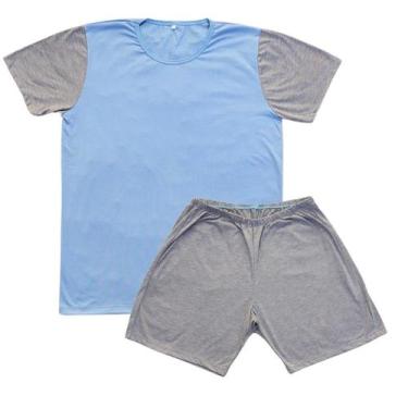 Imagem de Pijama Manga Curta Masculino Juvenil - Turbulencia, Azul claro, Cinza 