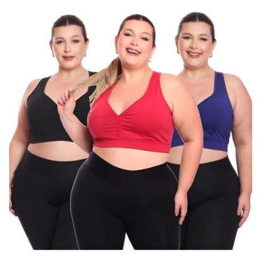Imagem de Kit 3 Tops Fitness Plus Size Feminino Academia Decote - MC Digital, 54