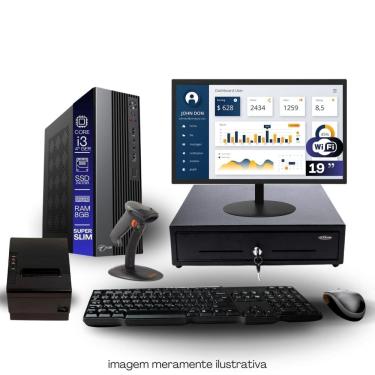 Imagem de Kit Automação PDV TOB i3 4ªG 8GB SSD 240GB Win10 Rede S/Fio Teclado Mouse Monitor 19&quot; Gvt. Dinheiro  Imp. Térmica Leitor Cód Barras