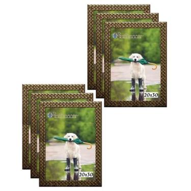 Imagem de Kit 6 Molduras Porta Retrato 20x30 3cm Relevo Dourado - Santamaria Mol